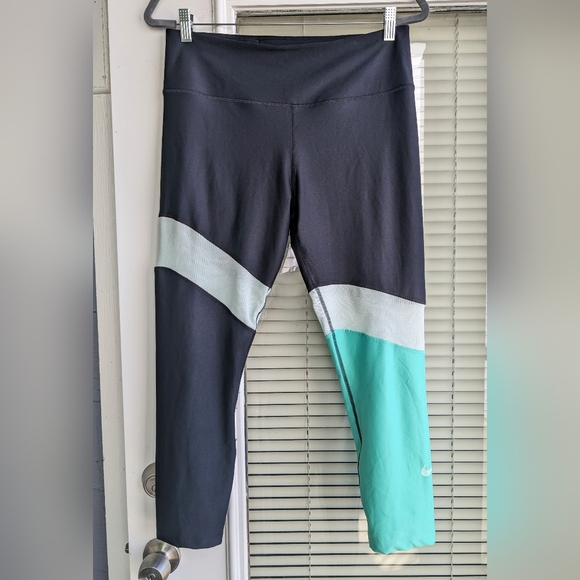 Nike Power Victory Crop Colorblock and Mesh Leggings Training Tights Size L - Picture 5 of 11